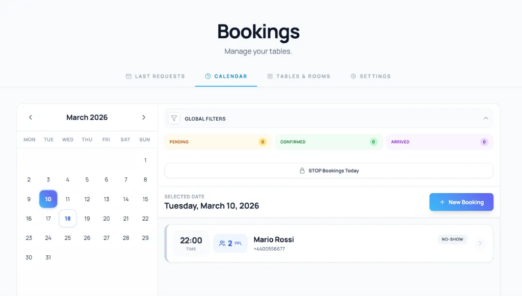 Table reservation system